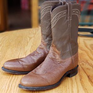 Authentic Justin Ostrich Skin Boots